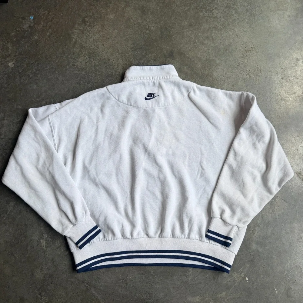 Vintage 80s Nike 1/4 Zip Front Pocket Sweatshirt Pullover White Mens Large USA